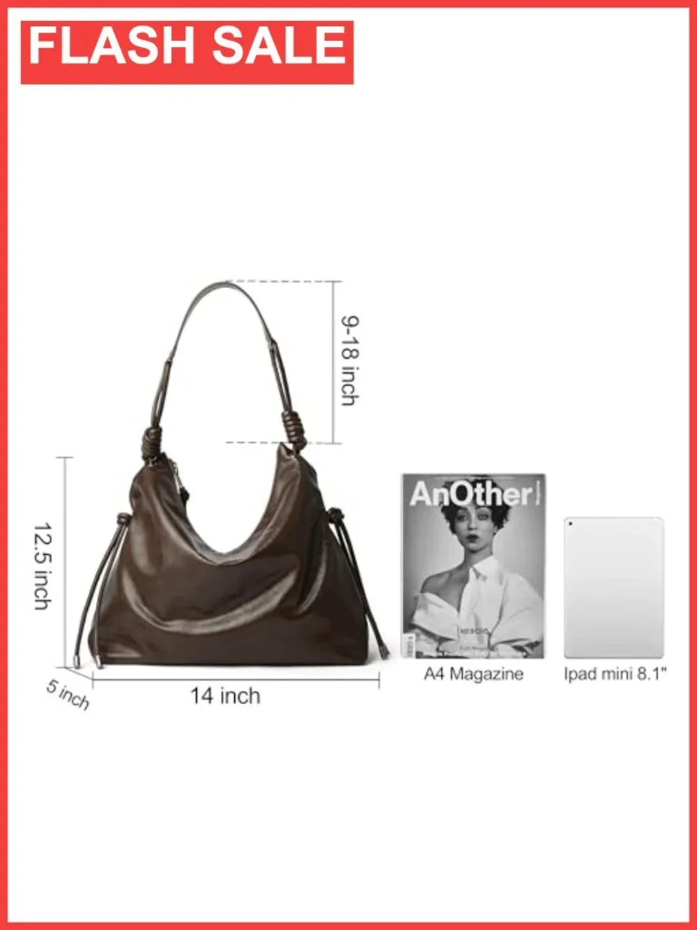 Large Hobo Shoulder Bag Soft Oil Waxed Vegan PU Knotted Strap Tote Purse